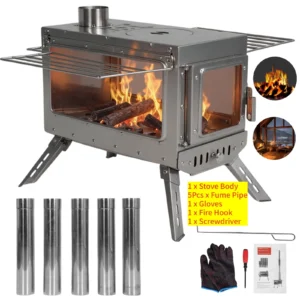 Stainless Steel Smokeless, Wood Burning  Camping Tent Stove.