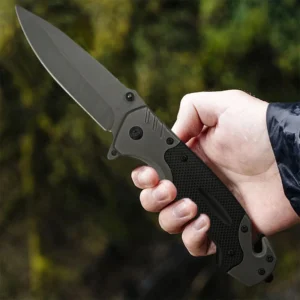 1pc Folding Pocket Knife 3Cr13 Stainless Steel Blade ABS Spray Rubber Handle.