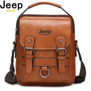 JEEP BULUO Multi-function Large Capacity Leather Business  Man's Shoulder Bag