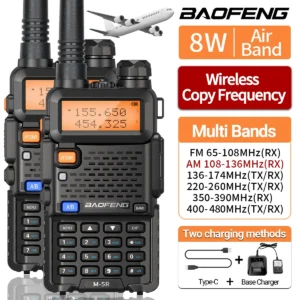 M-5R 8W  Multi Band Type-C Wireless Copy Frequency AM Long Range  Walkie Talkie