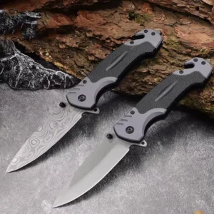 Folding Pocket Knife W/ Stainless Steel Blade, Rubber Handle & Pocket Clip