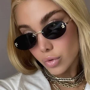 Women's Elegant Diamond Oval Rimless Sunglasses